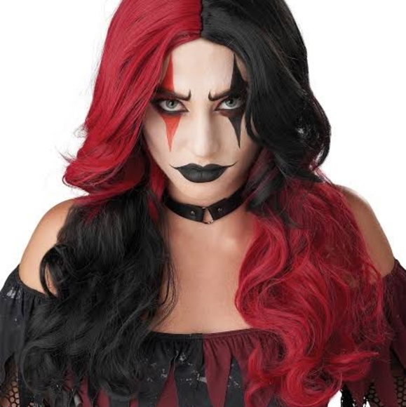 Accessories - Evil Jester Red and Black Wig